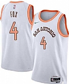 Men's San Antonio Spurs #4 DeAaron Fox White 2023-24 City Edition Stitched Jersey Dzhi,baseball caps,new era cap wholesale,wholesale hats